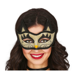 Złota maska dla kota z brokatem